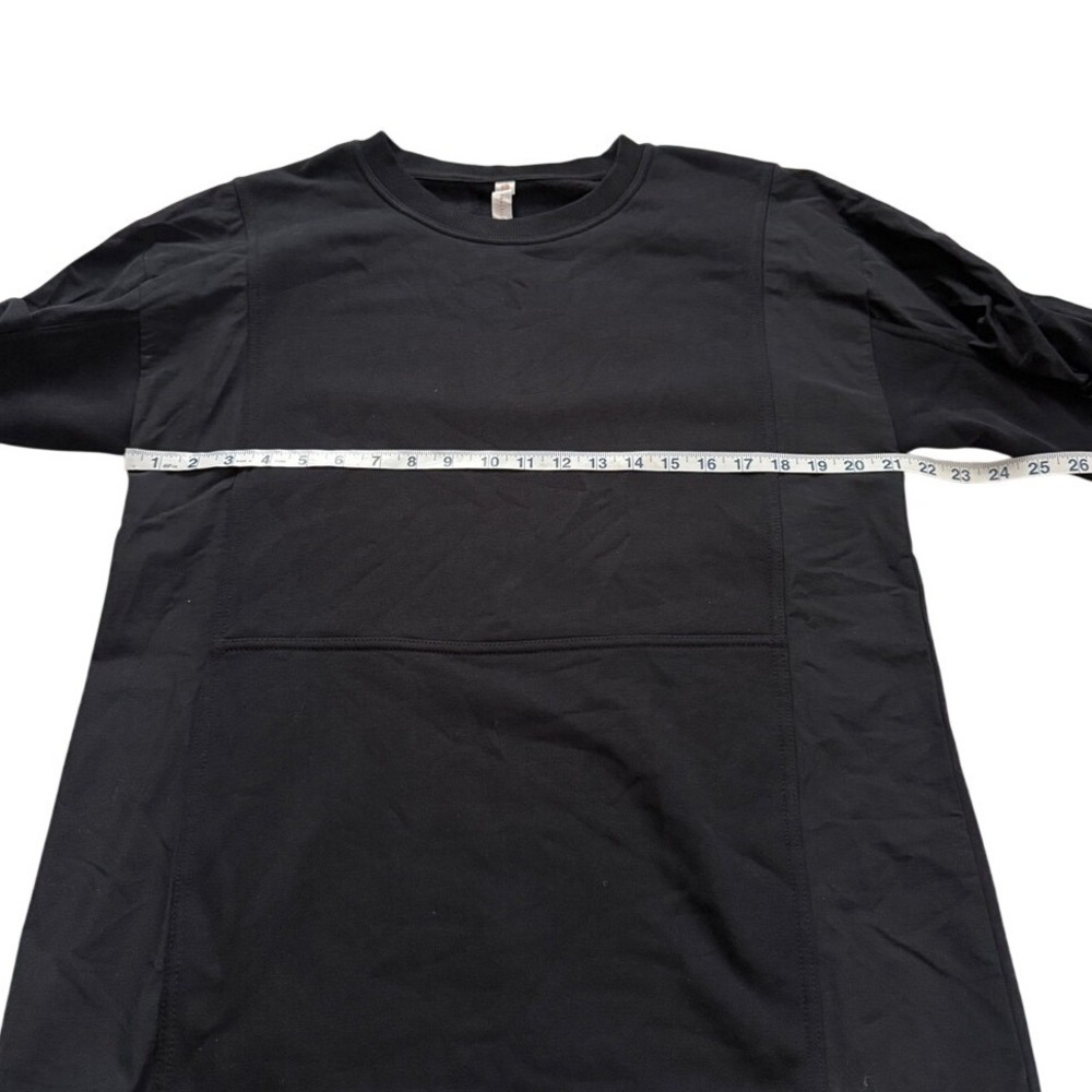 Anthropologie Daily Practice Black Ruched Sleeve Sweatshirt Mini Dress M Sporty - Picture 6 of 12